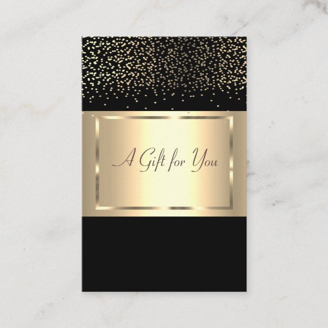 Eleganter moderner schicker Goldrahmen, Confetti Rabattkarte (Vorderseite)