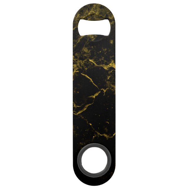 eleganter, moderner schicker schwarz-goldener Marm Speedflaschenöffner (Rückseite)