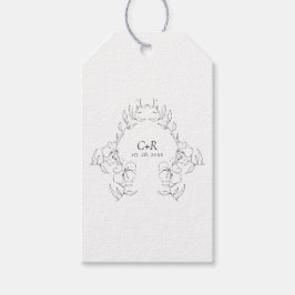 Eleganter moderner Schwarz/Weiß-Blumenkranz Geschenkanhänger