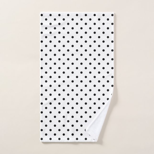 Eleganter, moderner Schwarz-weißer Polka-Punkt Handtuch (Handtuch)