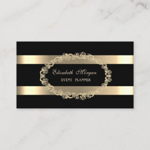 Eleganter, moderner, schwarzer, goldgestreifter Ra Visitenkarte