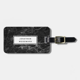 Eleganter, moderner schwarzer Marmor Personalisier Gepäckanhänger