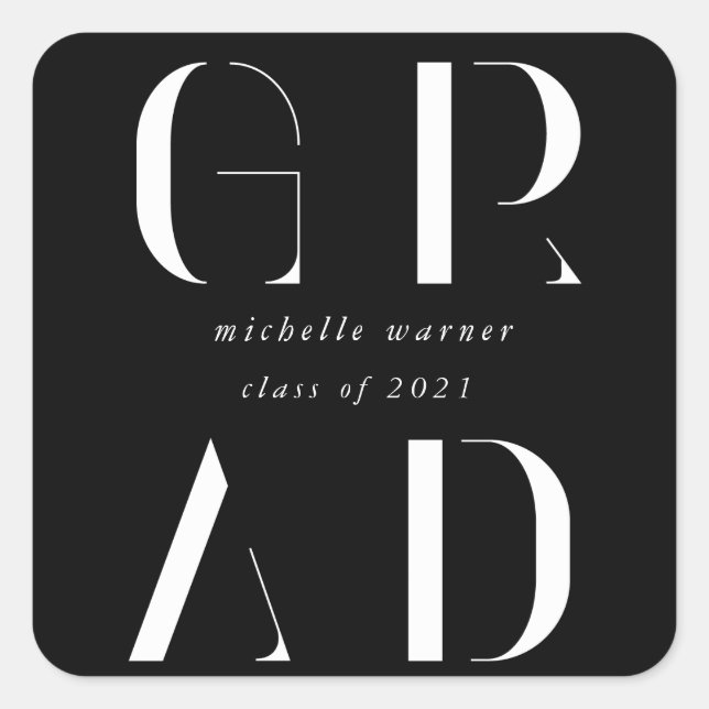 eleganter moderner Script-Abschluss Quadratischer Aufkleber (Vorderseite)