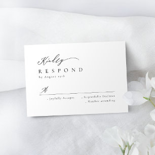 Eleganter moderner Script minimalistischer Hochzei RSVP Karte