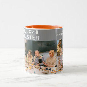 Eleganter moderner Segen Ostern Familie 3 Foto Zweifarbige Tasse