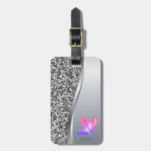 Eleganter moderner silberner Glitter, Metallic, Hi Gepäckanhänger