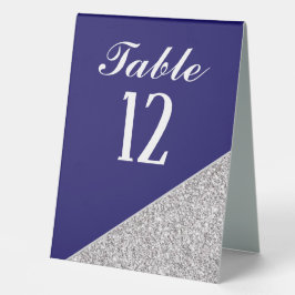 Eleganter moderner silberner Glitzer auf Navy Blue Tischaufsteller