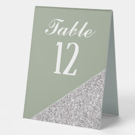 Eleganter, moderner silberner Glitzer auf Sage Tischaufsteller