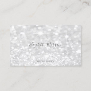 Eleganter Moderner Silberner Glitzer Bokeh Visitenkarte