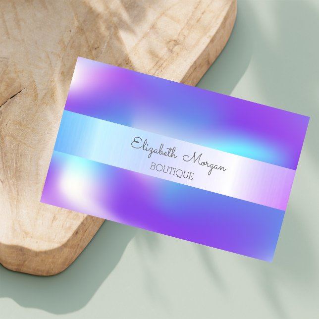 Eleganter, moderner Silberstreifen, Ombre Holograf Visitenkarte (Von Creator hochgeladen)