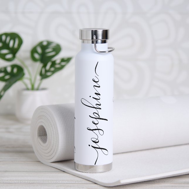 Eleganter moderner Skriptname personalisiert Trinkflasche (Yoga)
