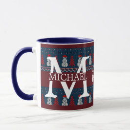 Eleganter Moderner Snowman Monogram Weihnachtsfest Tasse