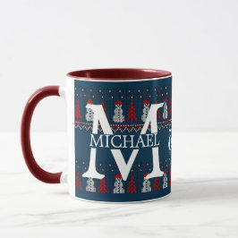 Eleganter Moderner Snowman Monogram Weihnachtsfest Tasse