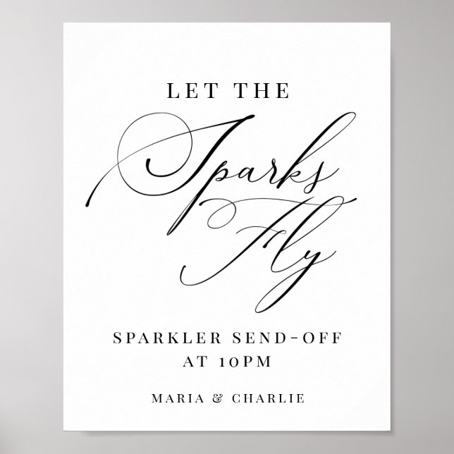 Eleganter moderner Sparkler abschicken Hochzeitsze Poster (Vorne)