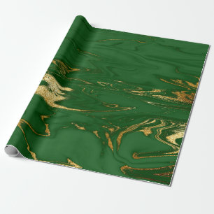 Eleganter moderner Stil aus Gold und grünem Marmor Geschenkpapier