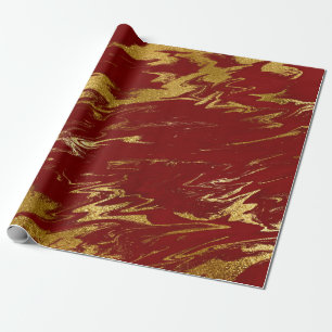 Eleganter moderner Stil aus Gold und rotem Marmor Geschenkpapier