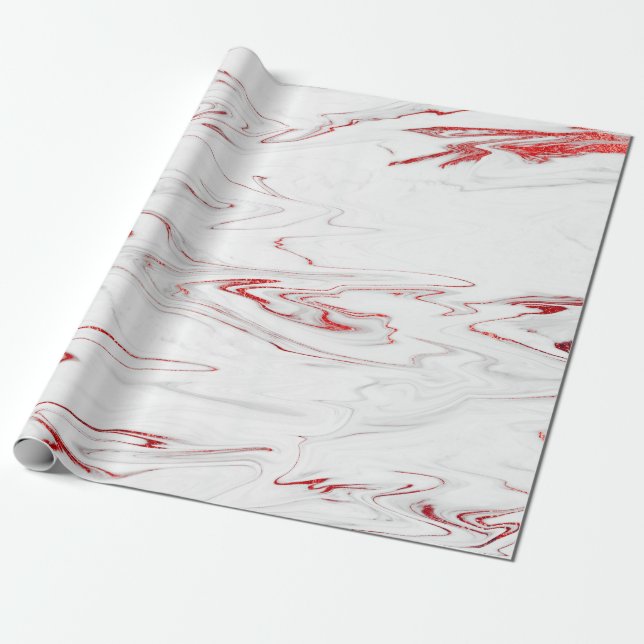 Eleganter, moderner Stil aus rotem und weißem Marm Geschenkpapier (Ungerollt)