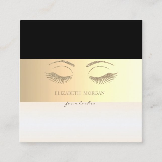 Eleganter, moderner Streifen, Glitzer-Imitate Lash Quadratische Visitenkarte (Vorderseite)