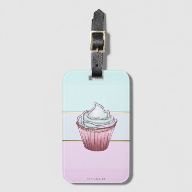 Eleganter, moderner Streifen, Kuchen Gepäckanhänger (Vorderseite Vertikal)