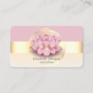 Eleganter moderner Streifen Lotus Rosa Gold Visitenkarte