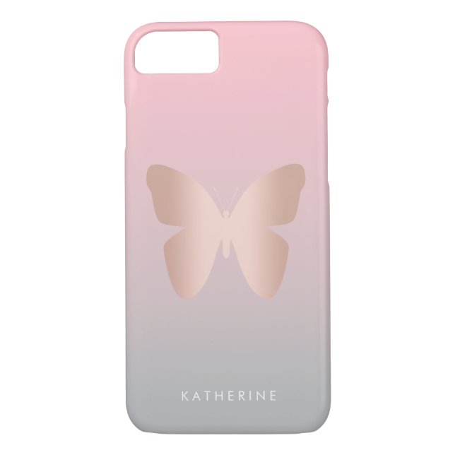 Eleganter moderner, trendiger Goldbutterling aus R Case-Mate iPhone Hülle (Rückseite)