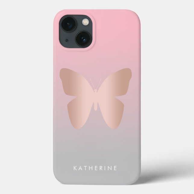 Eleganter moderner, trendiger Goldbutterling aus R Case-Mate iPhone Hülle (Rückseite)