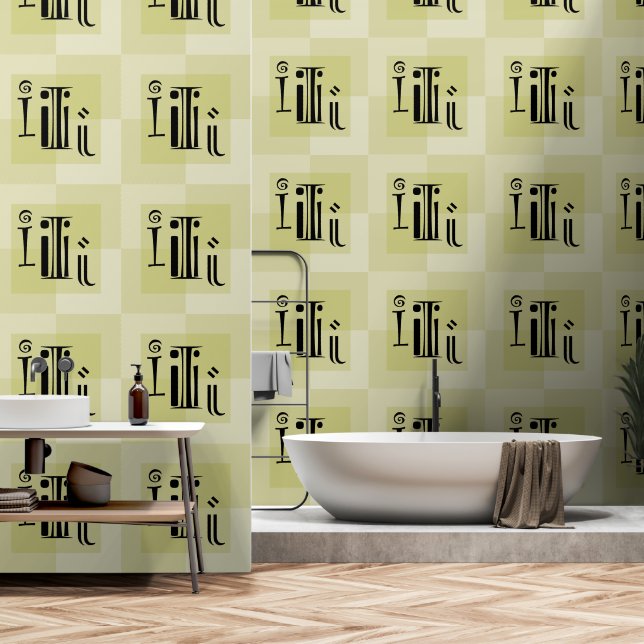 Eleganter moderner Typografie Gelber Grüner Nebel Tapete (Badezimmer)