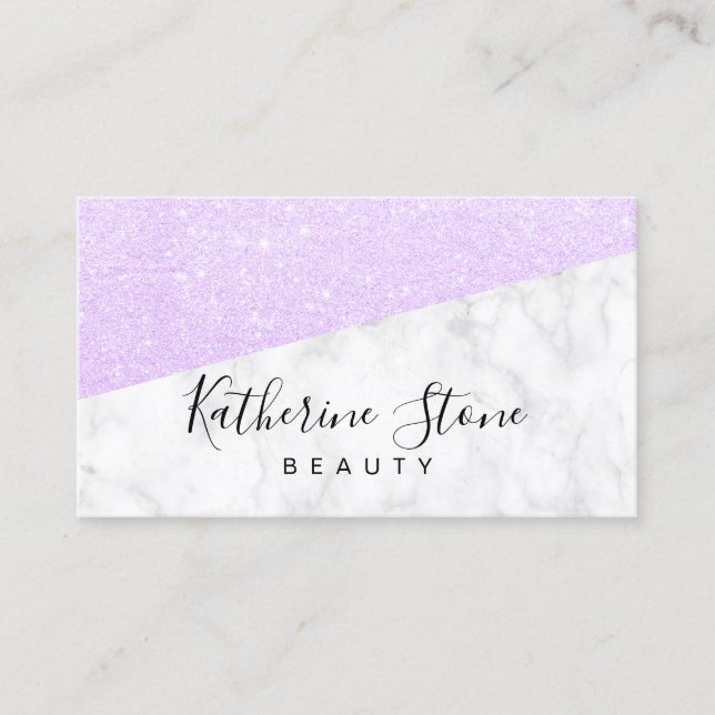 Eleganter moderner violetter Glitzer und weißer Ma Visitenkarte (Vorderseite)
