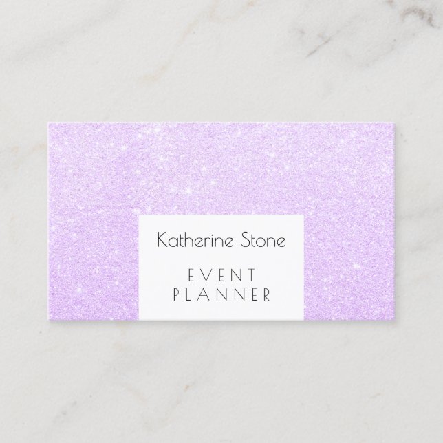 Eleganter moderner violetter lila Glitzer-Event-Pl Visitenkarte (Vorderseite)