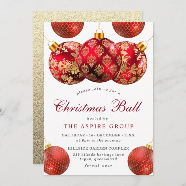 Eleganter moderner Weihnachtsball oder Party Einladung (Vorne/Hinten)