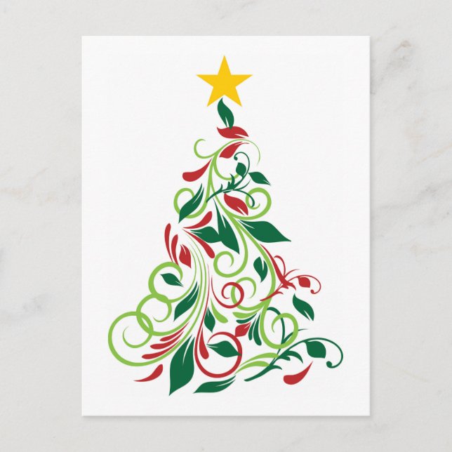 Eleganter Moderner Weihnachtsbaum Illustration Feiertagspostkarte (Vorderseite)