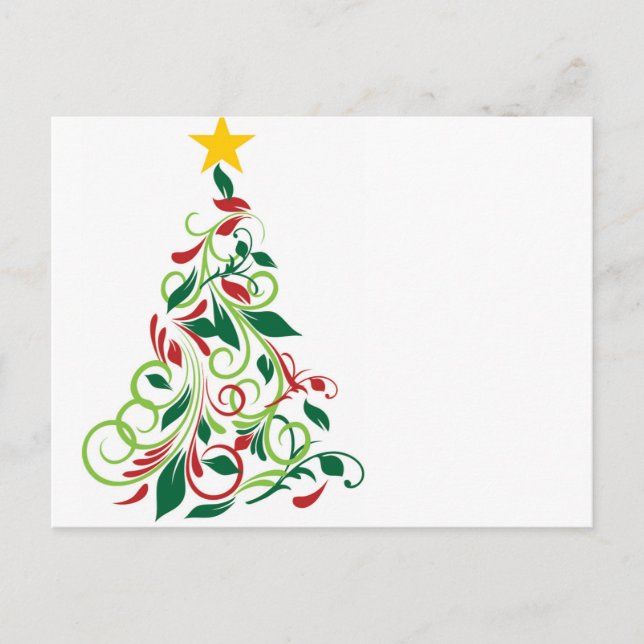 Eleganter Moderner Weihnachtsbaum Illustration Feiertagspostkarte (Vorderseite)