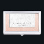 Eleganter, moderner weißer Marmor & Rose Gold Glit Visitenkarten Dose<br><div class="desc">Schöne Kombination aus weißem Marmor,  Imitat Kupfer Rose Gold Glitzer und Silber Textur.</div>