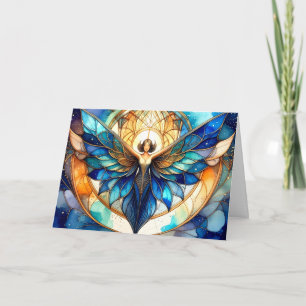 Eleganter moderner zeitgenössischer Glasengel mit  Feiertagskarte