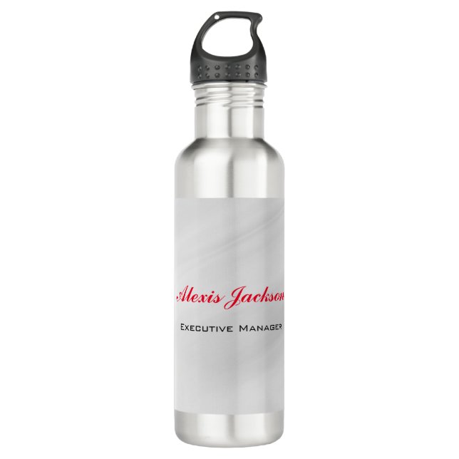 Eleganter moderner zeitgenössischer Stil Grau Rot Edelstahlflasche (Vorderseite)