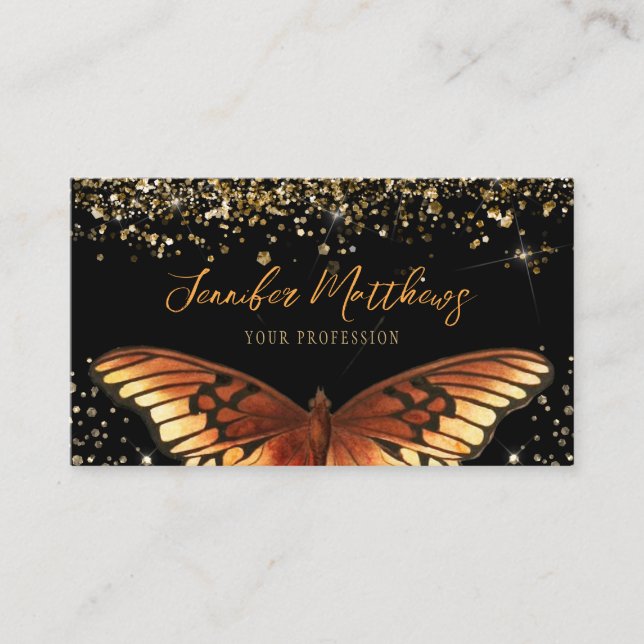 Eleganter Monarch Butterfly Glitzer Visitenkarte (Vorderseite)