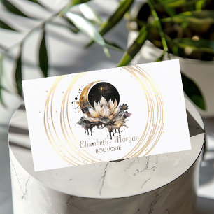 Eleganter Mond Goldene Kreise Lotus Visitenkarte