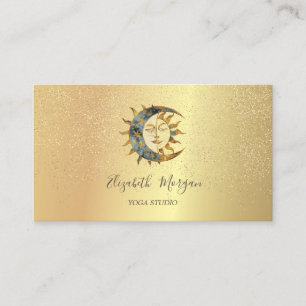 Eleganter Mond Sonnen Gold Konfetti Yoga-Studio Visitenkarte