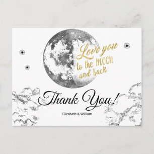 Eleganter Mond Sterne Halbmond Hochzeit Danke Postkarte
