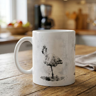 Eleganter monochromer Flamingo in Aquarell Kaffeetasse