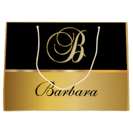 Eleganter Monogram Black Gold Eleganter Skriptname Große Geschenktüte
