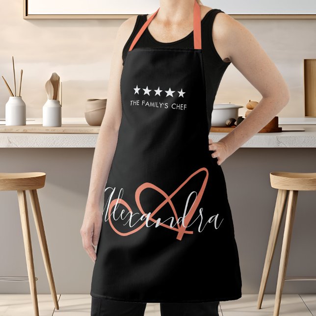 Eleganter Monogram Black Pink Script Bester Koch N Schürze (Elegant Monogram Black Pink Script Best Chef Name Apron)