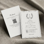 Eleganter Monogram Botanical Wreath QR Code Hochze Einladung<br><div class="desc">Elegante Kalligraphie & botanische Monogramm Kranz schwarz-weiß QR Code Hochzeitseinladung.</div>