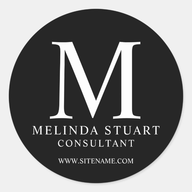 Eleganter Monogram Business Classic Round Sticker (Vorderseite)