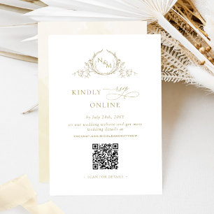 Eleganter Monogram Champagne UAWG Online QR Code Begleitkarte