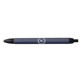 Eleganter Monogram Classic Laurel Wreath Blue Pen Kugelschreiber