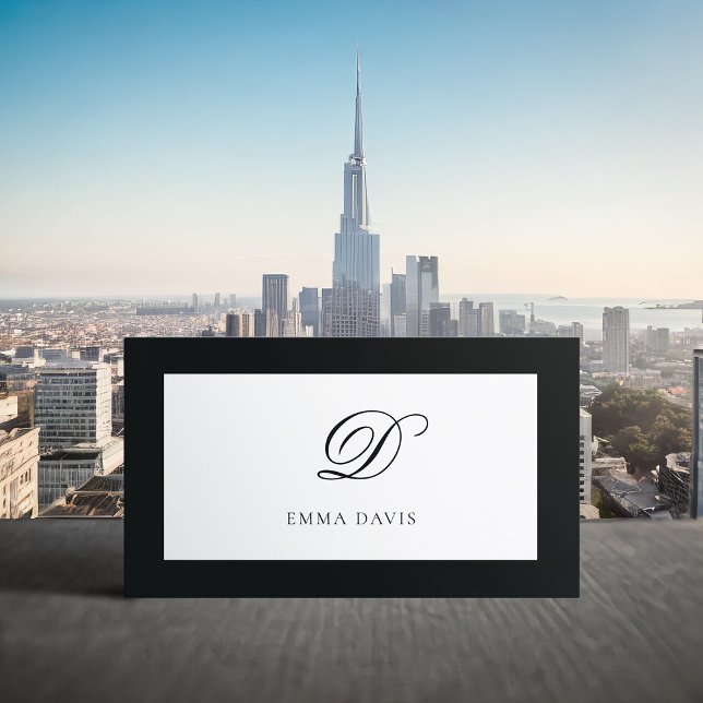 Eleganter Monogram Encadré Black Frame Visitenkarte (Von Creator hochgeladen)