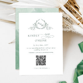 Eleganter Monogram Green UAWG Online QR Code Begleitkarte