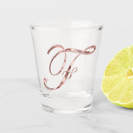 Eleganter Monogram Letter F Rose Gold Chic Schnapsglas