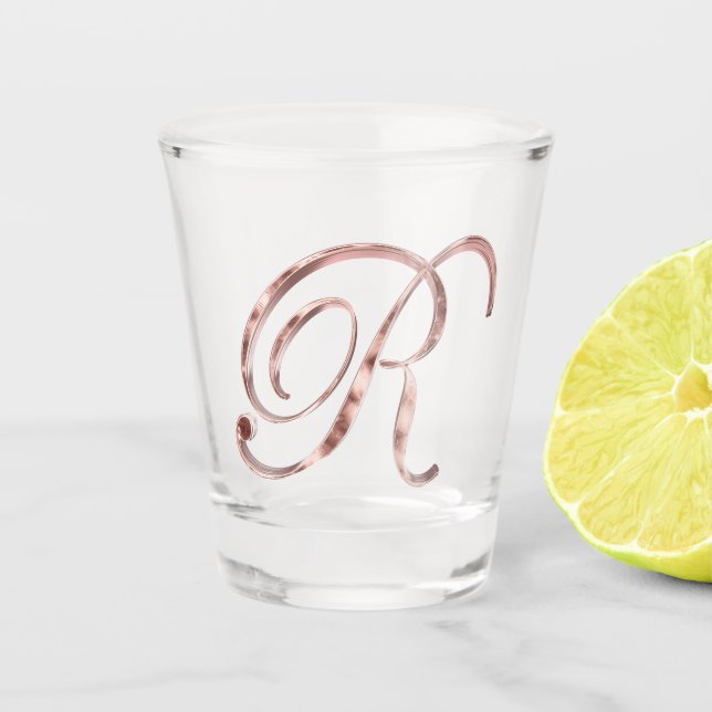 Eleganter Monogram Letter R Rose Gold Chic Schnapsglas (Vorderseite)